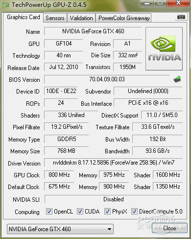 祺祥GTX460千王之王版OC